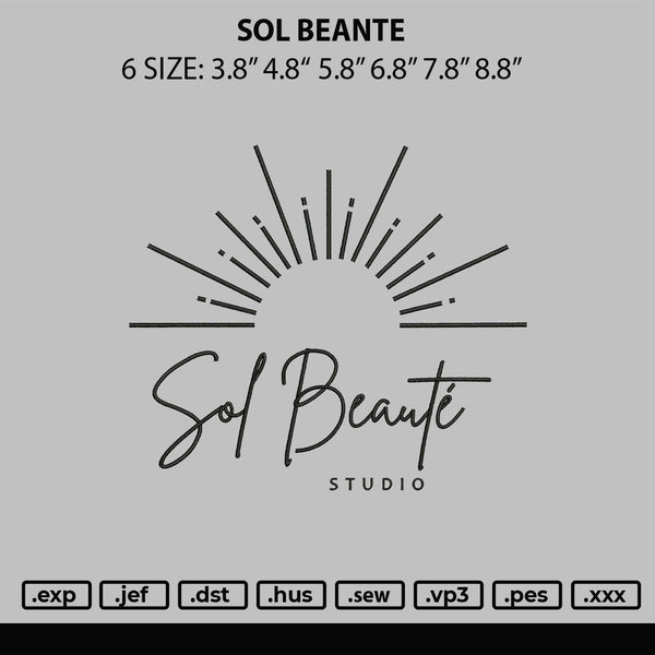 Sol Beante Embroidery File 6 sizes