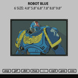 Robot Blue Embroidery File 6 sizes
