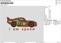 Speed Car Embroidery File 6 sizes