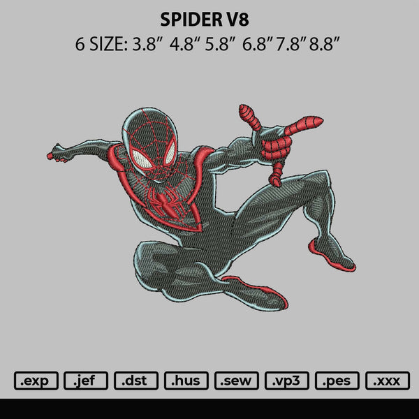 Spider V8 Embroidery File 6 sizes