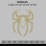 Spider Apl Embroidery File 6 sizes
