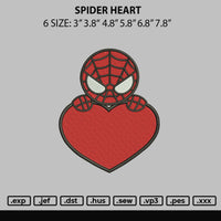 Spider Heart Embroidery File 6 sizes