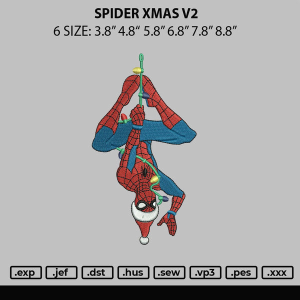 Spider Xmas V2 Embroidery File 6 sizes