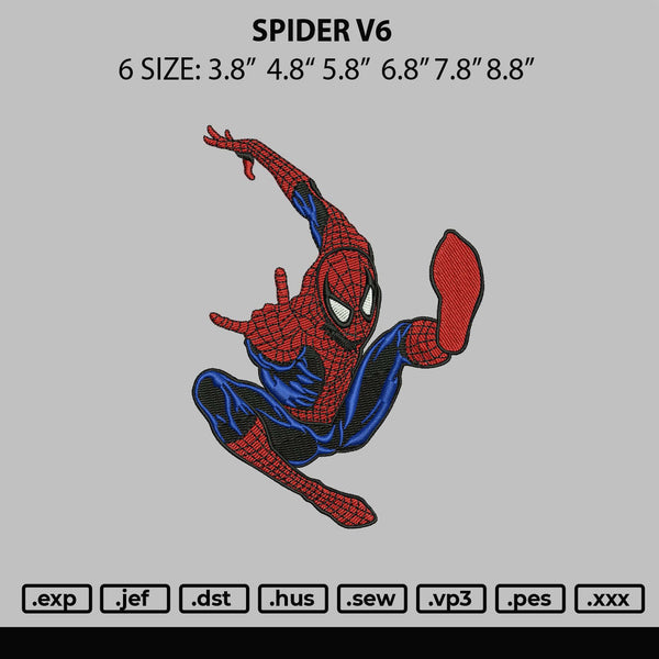 Spider V6 Embroidery File 6 sizes
