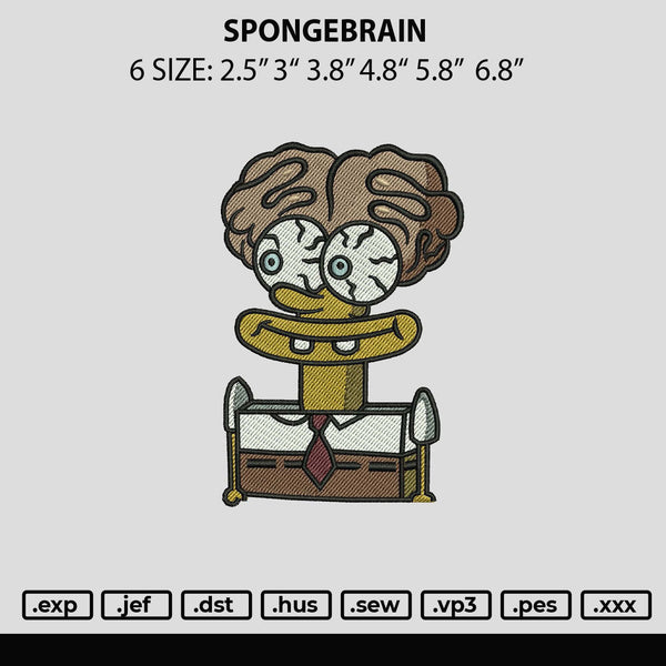 Spongebrain Embroidery File 6 sizes