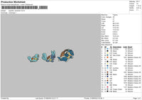 Squirtle Evolution EMbroidery File 6 sizes