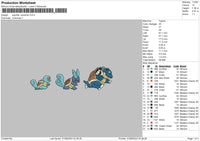 Squirtle Evolution EMbroidery File 6 sizes