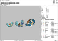 Squirtle Evolution EMbroidery File 6 sizes