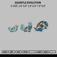 Squirtle Evolution EMbroidery File 6 sizes