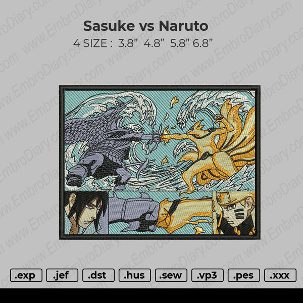 Sasuke Vs Naruto Embroidery