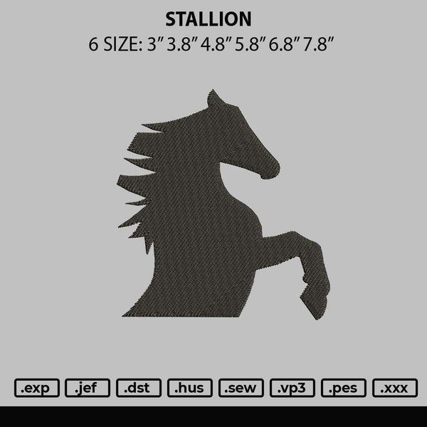Stallion Embroidery File 6 sizes