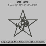 Star Horse Embroidery File 6 sizes