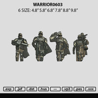 Warrior0603 Embroidery File 6 sizes