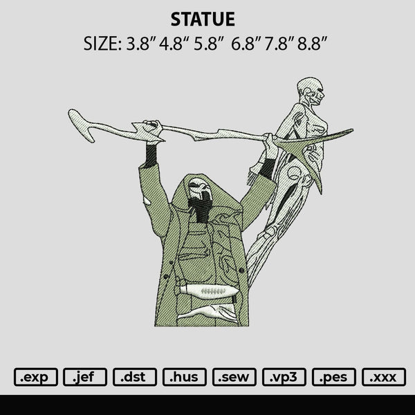 Statue Embroidery File 6 sizes