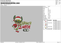 Grinch Mode Embroidery  File 6 sizes