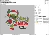 Grinch Mode Embroidery  File 6 sizes