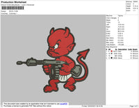 Satan Devil whit gun Embroidery