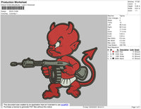 Satan Devil whit gun Embroidery