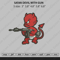 Satan Devil whit gun Embroidery