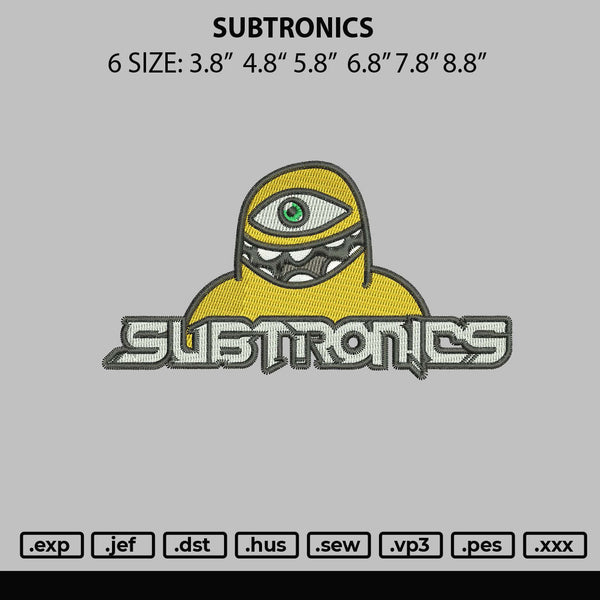 Subtronics Yellow Embroidery File 6 sizes