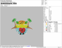 SUNSET HEART Bad Bunny Embroiery