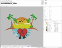 SUNSET HEART Bad Bunny Embroiery