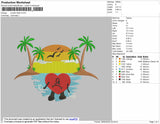 SUNSET HEART Bad Bunny Embroiery