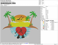 SUNSET HEART Bad Bunny Embroiery