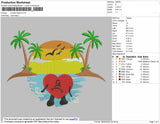 SUNSET HEART Bad Bunny Embroiery