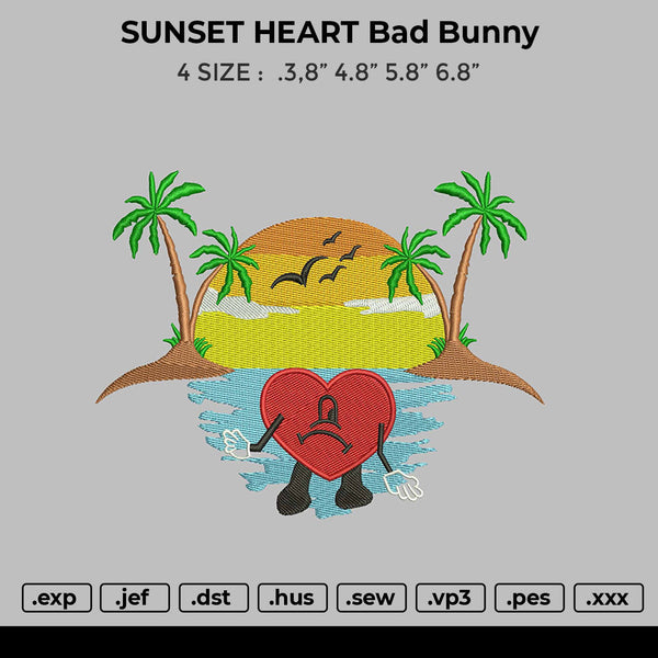 SUNSET HEART Bad Bunny Embroiery
