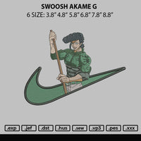 Swoosh Akame G Embroidery File 6 sizes