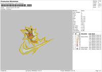 Swoosh Pikachu V03 Embroidery File 6 sizes