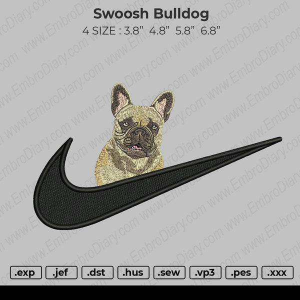 Swoosh Bulldog french Embroidery