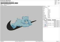 Swoosh Blue Bear Embroidery File 6 sizes