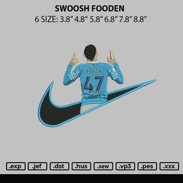 Swoosh Fooden Embroidery File 6 sizes