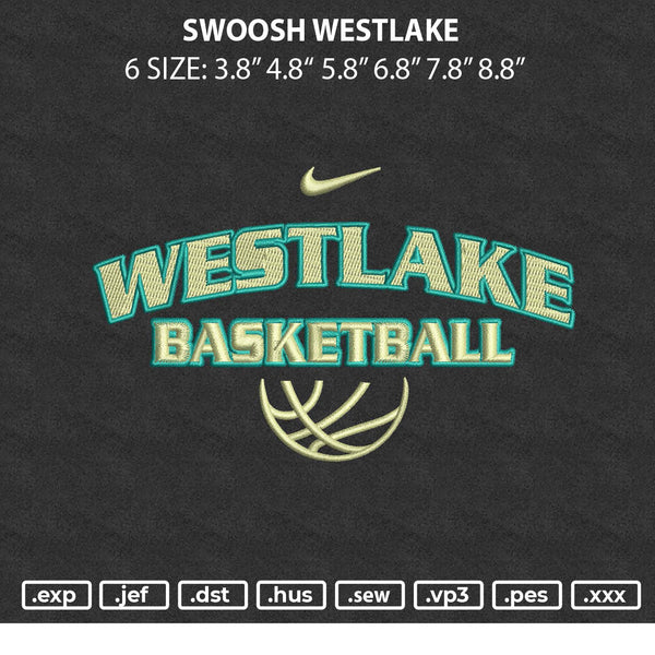 Swoosh Westlake Embroidery File 6 sizes