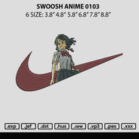 Swoosh Anime 0103 Embroidery File 6 sizes