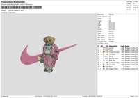 Swoosh Bear ink Embroidery File 6 sizes