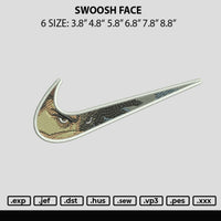 Swoosh Face Embroidery File 6 sizes