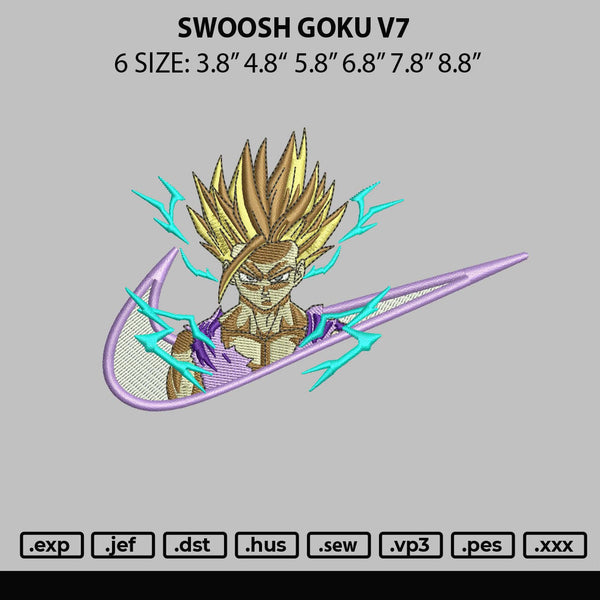 Swoosh Goku V7 Embroidery File 6 sizes