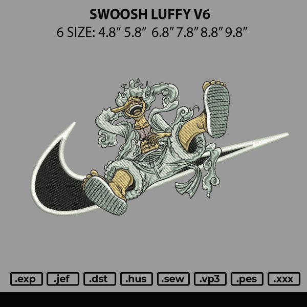 Swoosh Luffy V6 Embroidery File 6 sizes