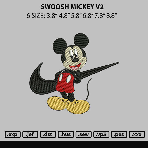 Swoosh Mickey V3 Embroidery File 6 sizes