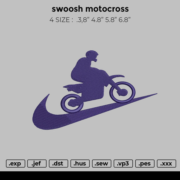 swoosh motocross Embroidery File 4 size