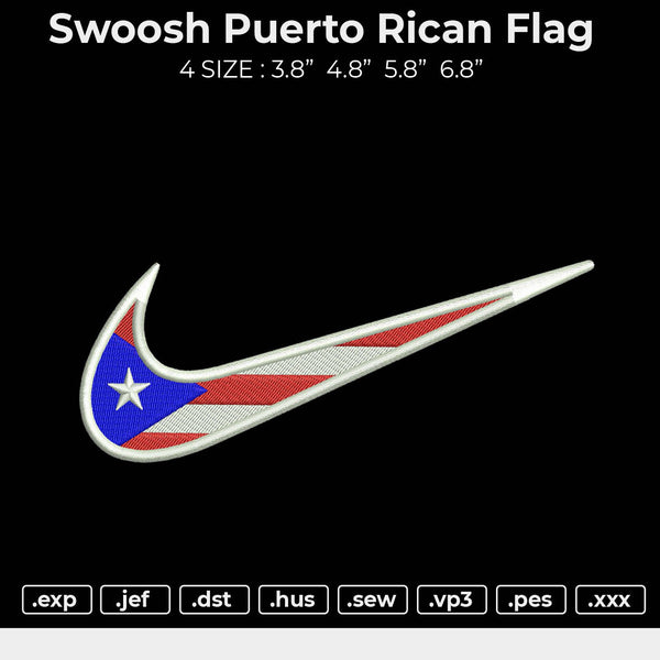 Swoosh Puerto Rican Flag Embroidery