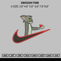 Swoosh Tom Love Embroidery File 6 sizes