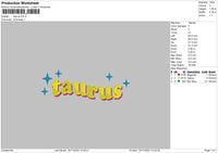 Taurus Text Embroidery File 6 sizes