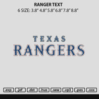 Ranger Text Embroidery File 6sizes