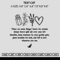 Text Cat Embroidery File 6 sizes