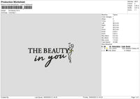 The Beauty Embroidery File 6 sizes