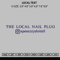 Local Text Embroidery File 6 sizes